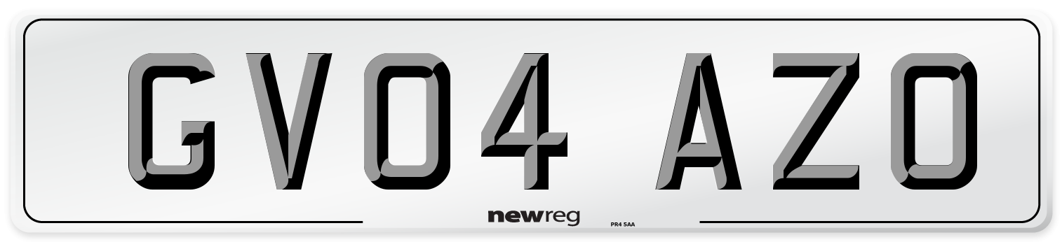 GV04 AZO Number Plate from New Reg